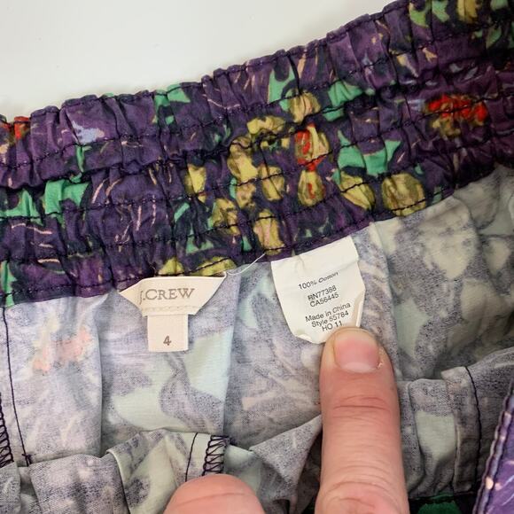 J. Crew Elsie Skirt Purple Nightfall Floral 4 S Green Yellow Small - Picture 8 of 9
